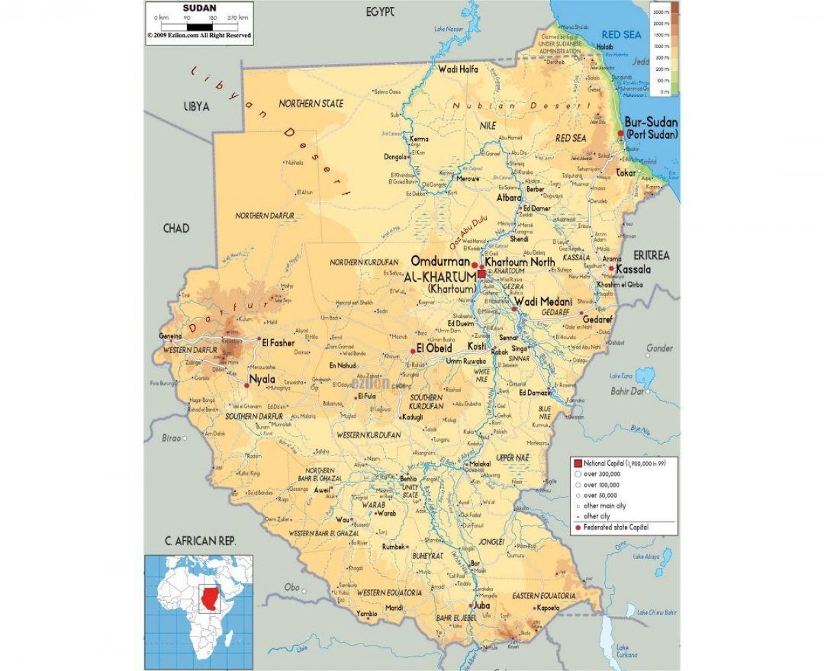 Карта аўтамабільных дарог Судан 