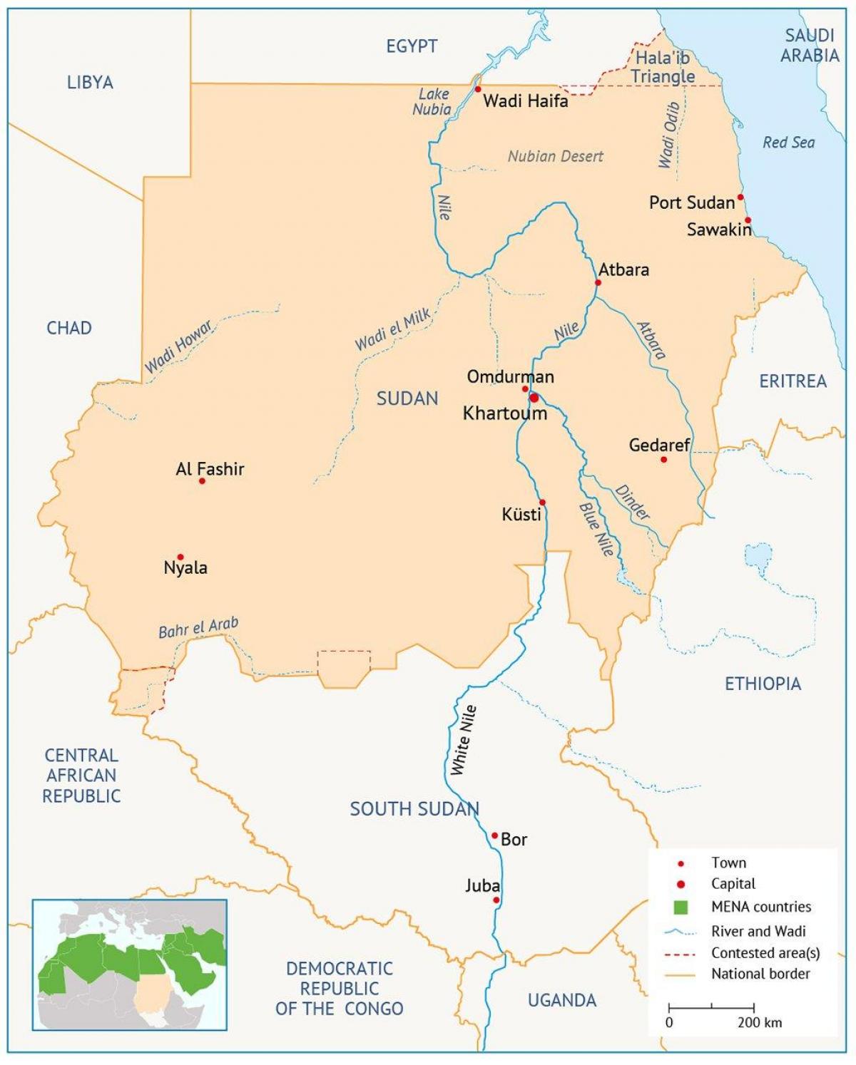 Карта ракі Судана 