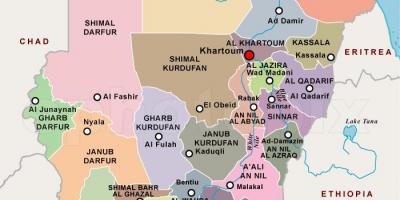 Карта рэгіёнаў Судана